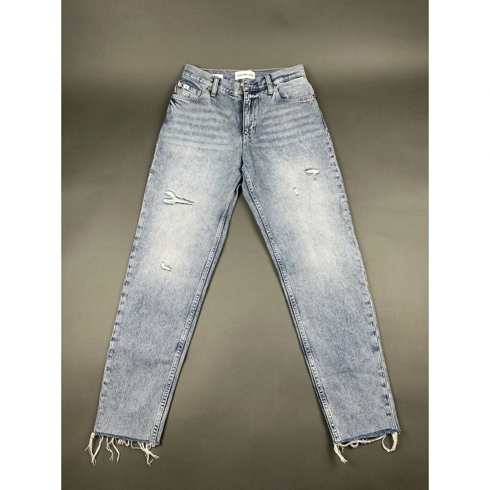 Calvin Klein Women's Denim High Rise Straight Blue Mom Jeans Size 28